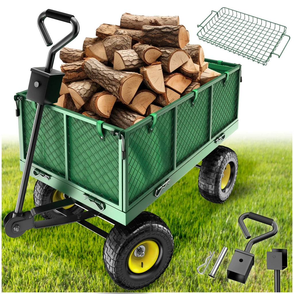 Bollerwagen XXL Handwagen 550 kg – Garten- & Transportwagen mit Luftreifen und Abdeckplane